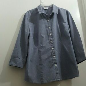 VanHeusen navy and white botton down blouse